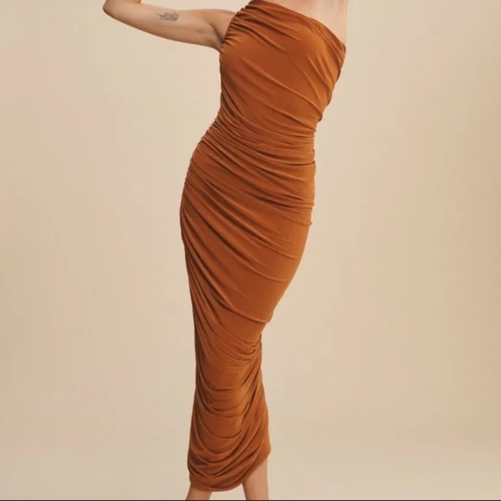 Elegant Copper One-Shoulder Dress